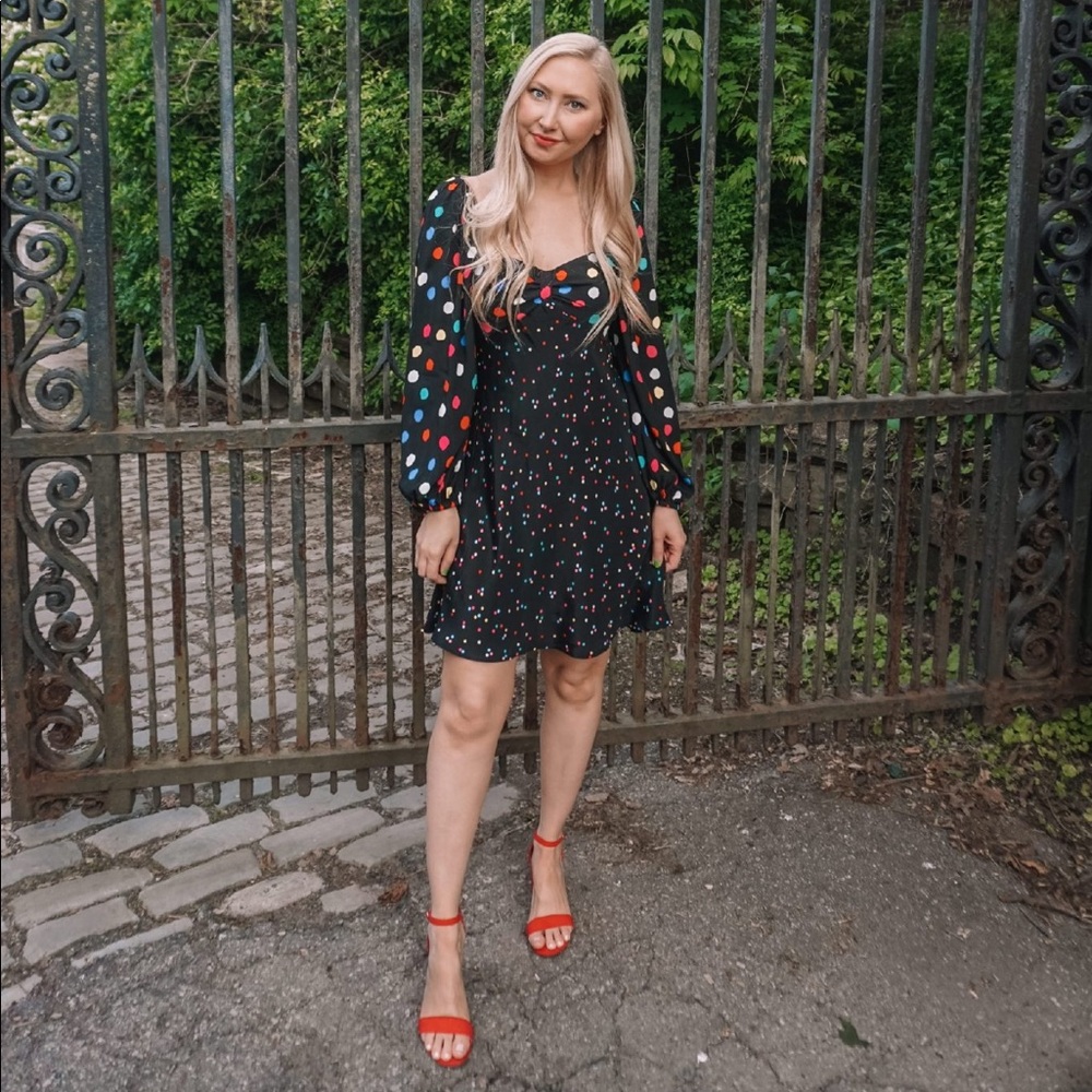 - Polka Dot Long Sleeve Swing Dress
